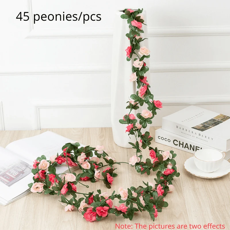 1 Stück, künstliche Blumenranke, 45 Pfingstrosen, Weihnachtsdekoration, Hochzeitsdeko, Kunstblumen, Schlafzimmerdekoration, Wandkranz, botanischer Feiertag, Frühling, Herbst, Gartenbogen, DIY, Kunstpflanzenranken, Muttertagsdekoration