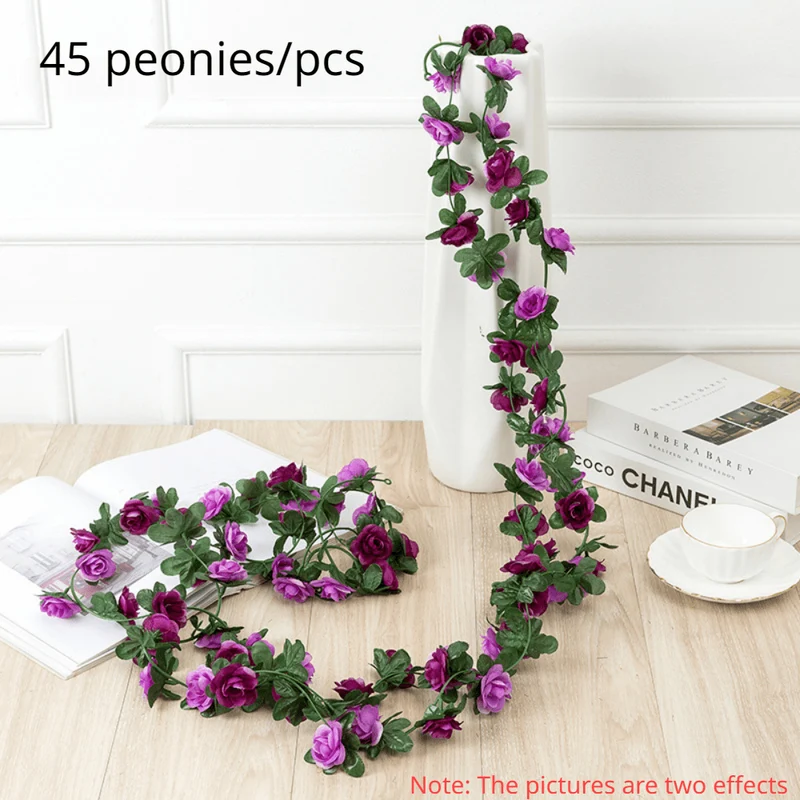 1 Stück, künstliche Blumenranke, 45 Pfingstrosen, Weihnachtsdekoration, Hochzeitsdeko, Kunstblumen, Schlafzimmerdekoration, Wandkranz, botanischer Feiertag, Frühling, Herbst, Gartenbogen, DIY, Kunstpflanzenranken, Muttertagsdekoration