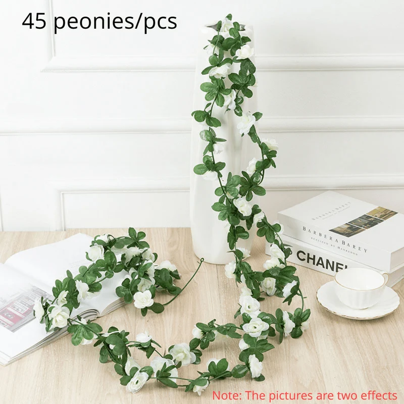 1 Stück, künstliche Blumenranke, 45 Pfingstrosen, Weihnachtsdekoration, Hochzeitsdeko, Kunstblumen, Schlafzimmerdekoration, Wandkranz, botanischer Feiertag, Frühling, Herbst, Gartenbogen, DIY, Kunstpflanzenranken, Muttertagsdekoration
