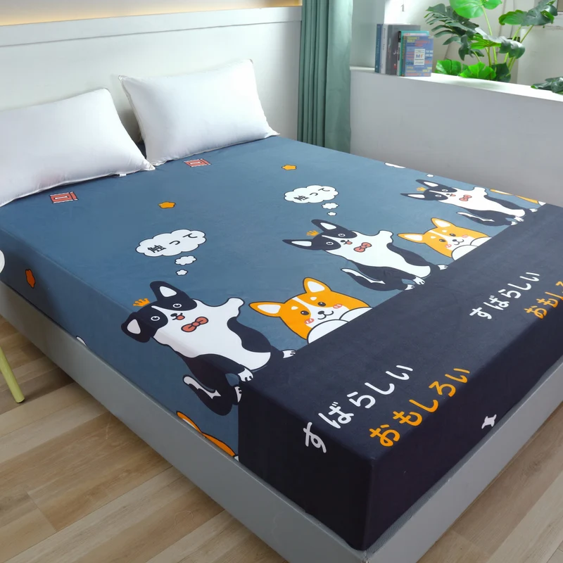1 Stück Spannbettlaken mit Cartoon-Hunde-Aufdruck (ohne Kissenbezug), weicher, bequemer Matratzenschoner, für Schlafzimmer, Gästezimmer, mit tiefer Tasche, nur Spannbettlaken