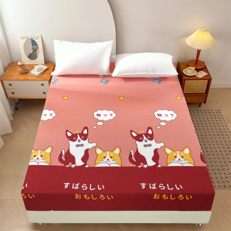 1 Stück Spannbettlaken mit Cartoon-Hunde-Aufdruck (ohne Kissenbezug), weicher, bequemer Matratzenschoner, für Schlafzimmer, Gästezimmer, mit tiefer Tasche, nur Spannbettlaken