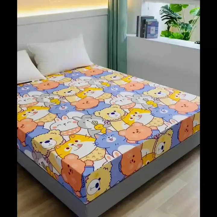 1 Stück Spannbettlaken mit Cartoon-Hunde-Aufdruck (ohne Kissenbezug), weicher, bequemer Matratzenschoner, für Schlafzimmer, Gästezimmer, mit tiefer Tasche, nur Spannbettlaken