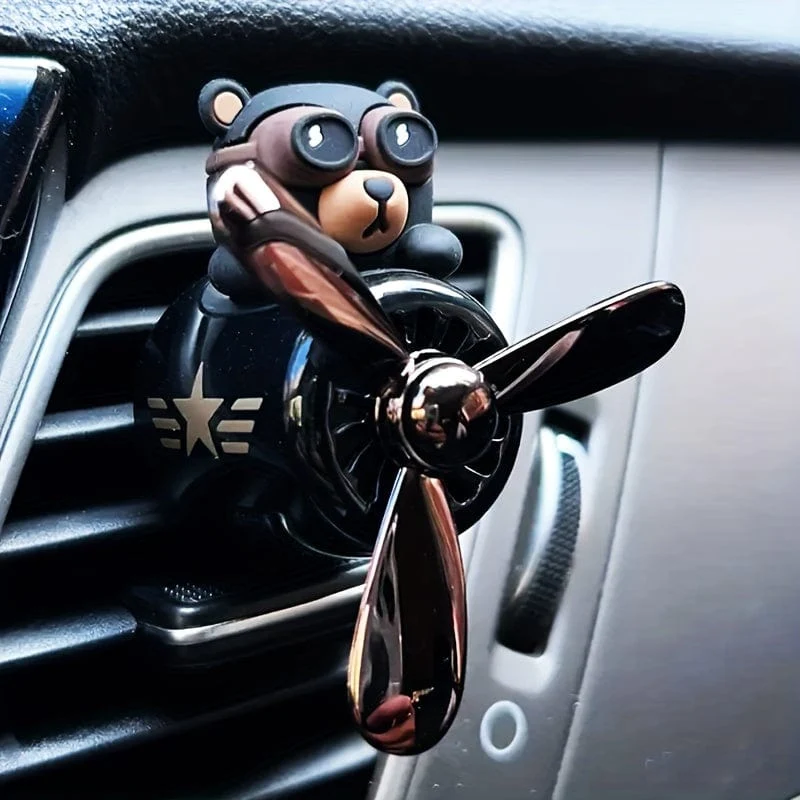 1 Stück Bär Pilot Design Auto Lufterfrischer, Auto Innenzubehör, Auto Air Vent Aroma Diffusor Clip, Auto Air Vent Dekoration Clip