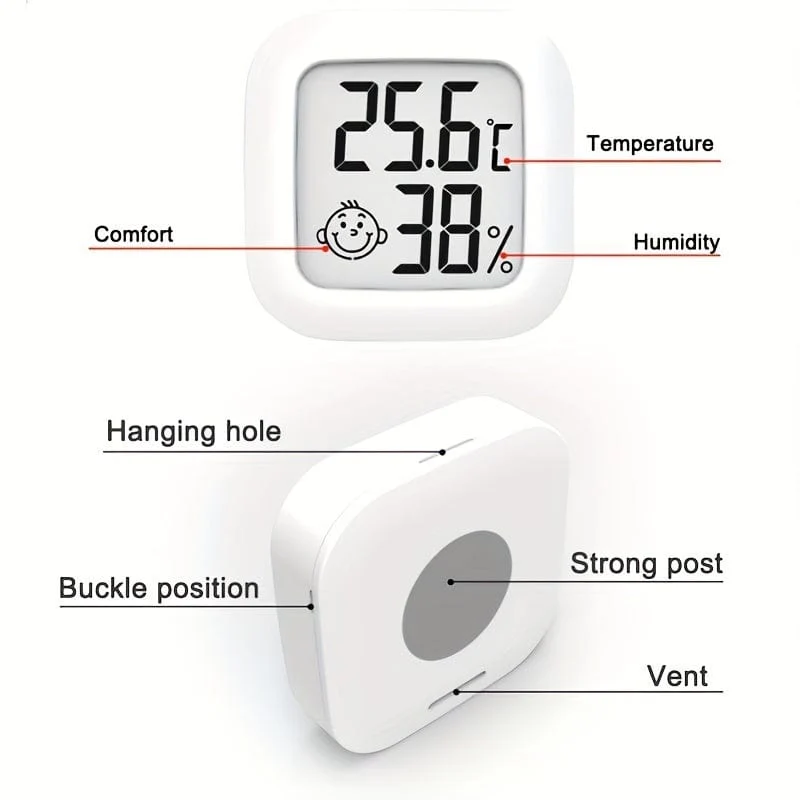 Innentemperatur-Hygrometer, Luftfeuchtigkeitssensor, Thermometer, Hygrometer, Hygrometer, Temperatur- und Luftfeuchtigkeitsmonitor, LCD-Anzeige in Grad Fahrenheit