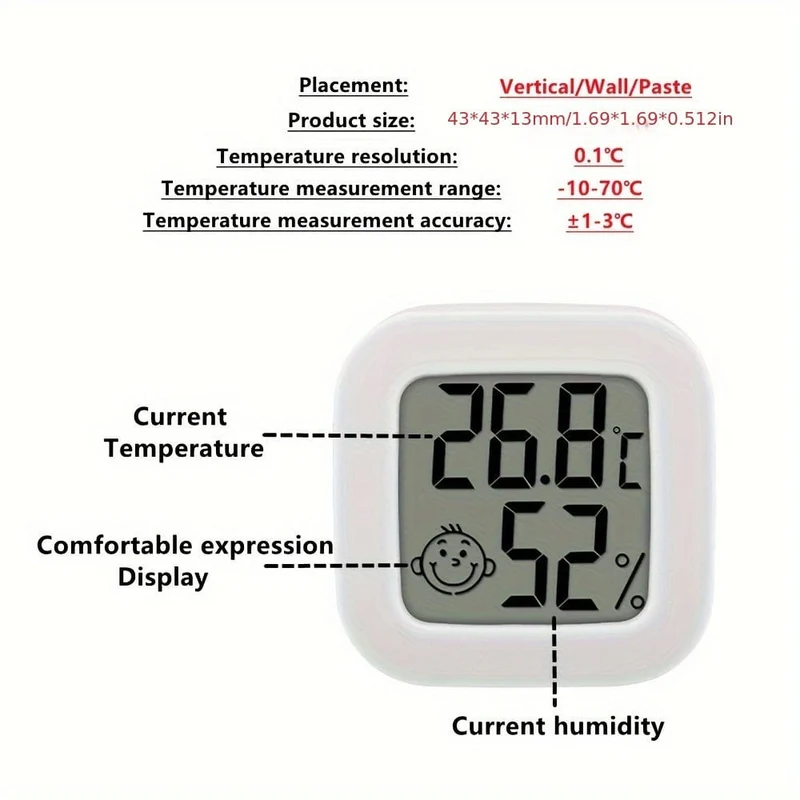Innentemperatur-Hygrometer, Luftfeuchtigkeitssensor, Thermometer, Hygrometer, Hygrometer, Temperatur- und Luftfeuchtigkeitsmonitor, LCD-Anzeige in Grad Fahrenheit