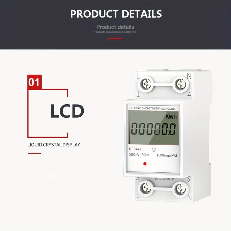 Haushaltsstromzähler, LCD-Stromzähler, einphasig, 220 V, Mini-Wattstundenzähler, Schienentyp, Klimaanlage, Stromzähler, intelligente digitale Anzeigemessung