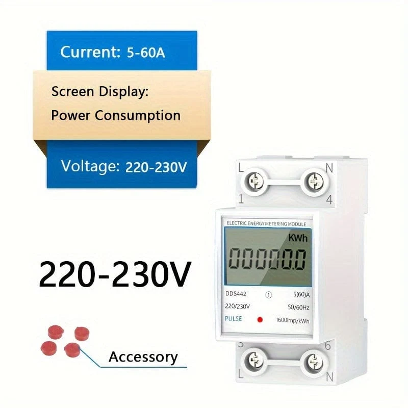 Haushaltsstromzähler, LCD-Stromzähler, einphasig, 220 V, Mini-Wattstundenzähler, Schienentyp, Klimaanlage, Stromzähler, intelligente digitale Anzeigemessung