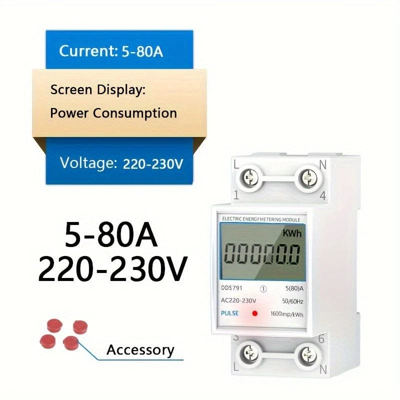 Haushaltsstromzähler, LCD-Stromzähler, einphasig, 220 V, Mini-Wattstundenzähler, Schienentyp, Klimaanlage, Stromzähler, intelligente digitale Anzeigemessung