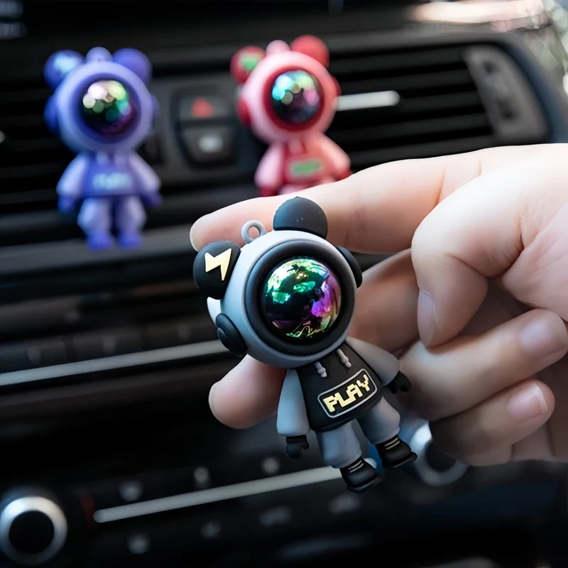 1 Stück/4 Stück Auto-Lufterfrischer im Astronauten-Blitzbär-Design, Aromatherapie-Diffusor-Clip für Auto-Lüftungsschlitze, Dekorationsclip für Auto-Luftauslässe, Auto-Innendekorationszubehör