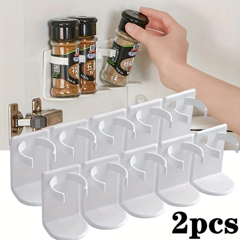 2 Stück, Gewürz-Greifer-Clip, Gewürzflaschenregal ohne Stanzen, 10 Clips, Gewürz-Greifer-Clip-Streifen, Wandmontiertes Organizer-Regal, Gewürzglas-Aufbewahrungshalter, selbstklebende Greifer-Clip-Streifen, Küchenutensilien, Küchenhelfer