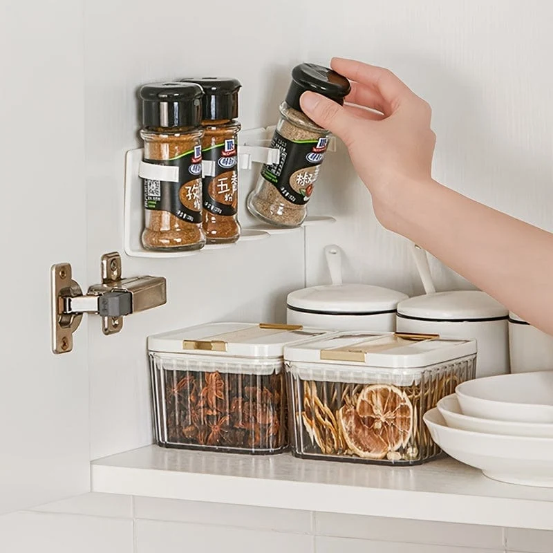 2 Stück, Gewürz-Greifer-Clip, Gewürzflaschenregal ohne Stanzen, 10 Clips, Gewürz-Greifer-Clip-Streifen, Wandmontiertes Organizer-Regal, Gewürzglas-Aufbewahrungshalter, selbstklebende Greifer-Clip-Streifen, Küchenutensilien, Küchenhelfer