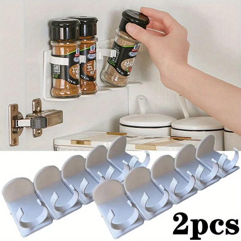 2 Stück, Gewürz-Greifer-Clip, Gewürzflaschenregal ohne Stanzen, 10 Clips, Gewürz-Greifer-Clip-Streifen, Wandmontiertes Organizer-Regal, Gewürzglas-Aufbewahrungshalter, selbstklebende Greifer-Clip-Streifen, Küchenutensilien, Küchenhelfer
