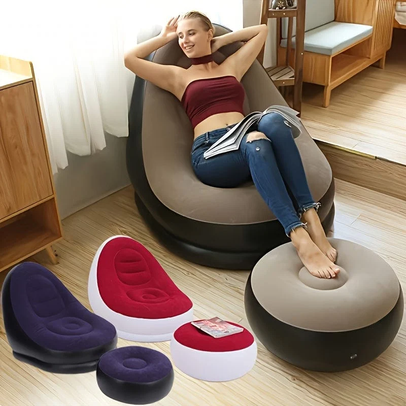 1set Aufblasbare Tragbare Faul Slip-on Sofa Farbe Boxed Moderne Casual Home Outdoor Camping Bewegliche Beflockung Sofa