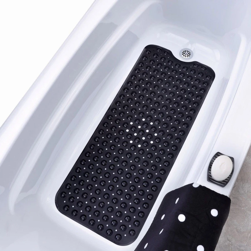 1 Stück, Badematte, große rutschfeste Badewanne und Duschmatte, extra lange 40 x 16 cm Badezimmermatten für Badewanne, rutschfeste Badematten (schwarz)