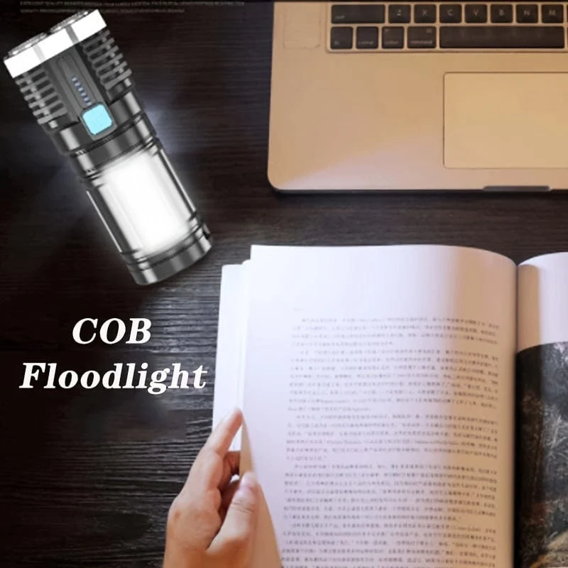 1-teilige LED-Taschenlampe, leistungsstarke 4-LED-Taschenlampe mit COB-Seitenlicht, 4 Modi, wiederaufladbare USB-LED-Taschenlampe, wasserdichte Taschenlampe mit integriertem Akku, Camping-Werkzeug