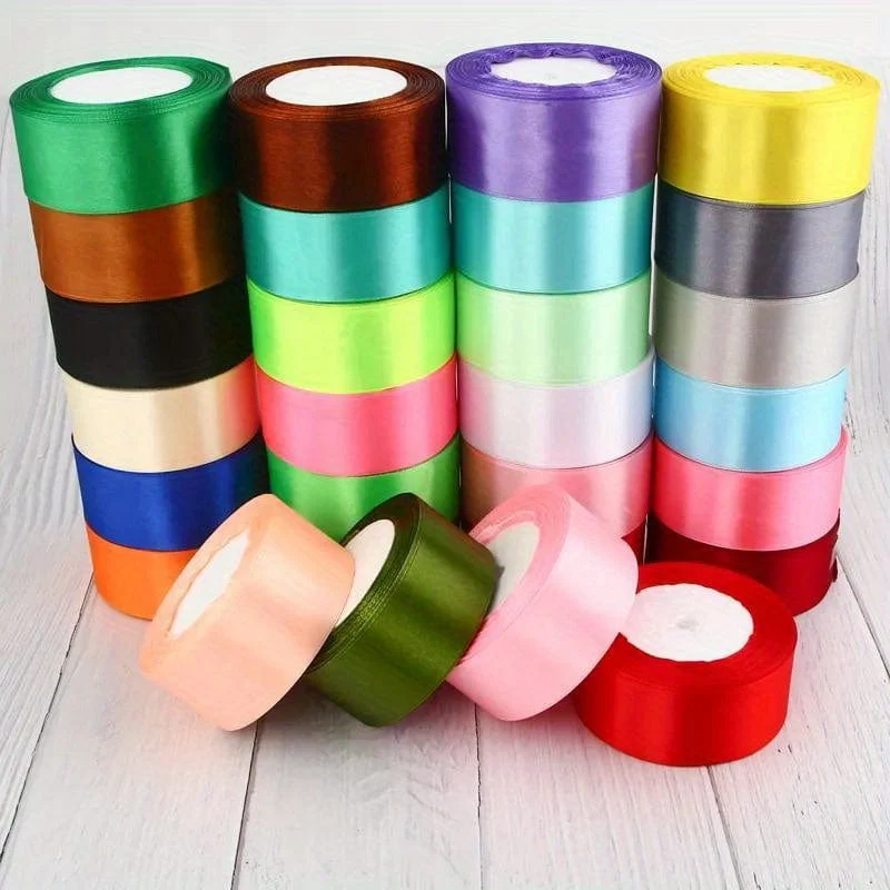 1 Rolle, 22 Meter 4 cm Seidensatinbänder, Bastelschleife, handgefertigte Geschenkverpackung, Party, Hochzeit, Weihnachtsdekoration, Bänder für Blumensträuße, Bastelbedarf, Stoff, handgefertigtes Material für Hochzeitssträuße, Geschenkverpackungsmaterialien,