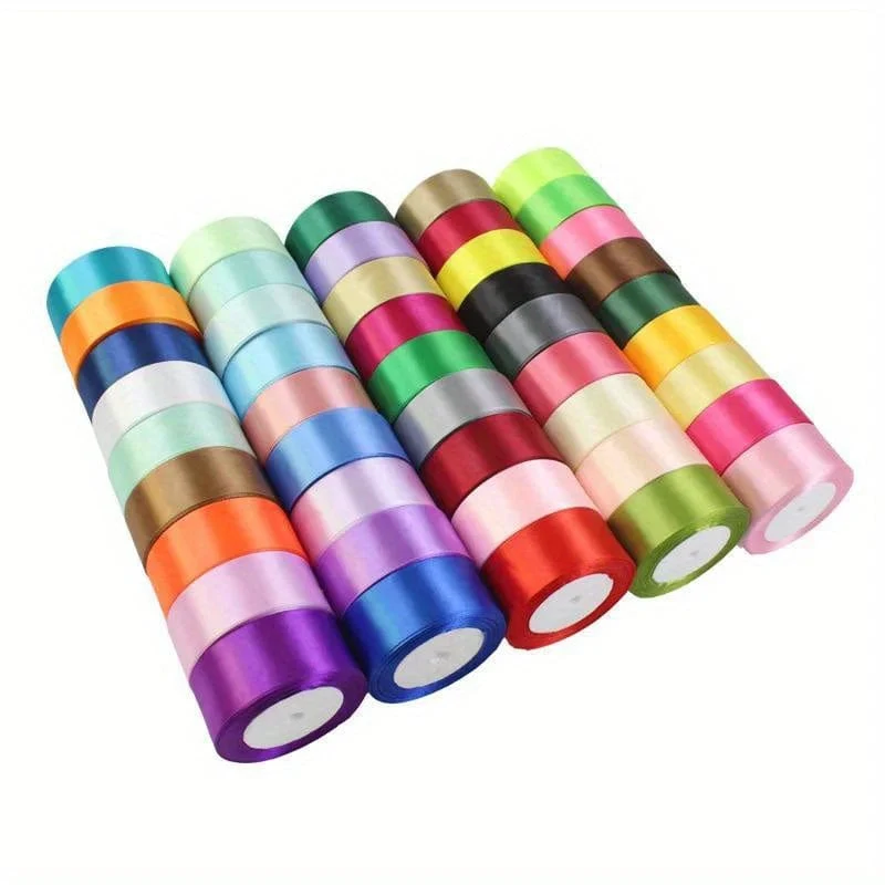 1 Rolle, 22 Meter 4 cm Seidensatinbänder, Bastelschleife, handgefertigte Geschenkverpackung, Party, Hochzeit, Weihnachtsdekoration, Bänder für Blumensträuße, Bastelbedarf, Stoff, handgefertigtes Material für Hochzeitssträuße, Geschenkverpackungsmaterialien,