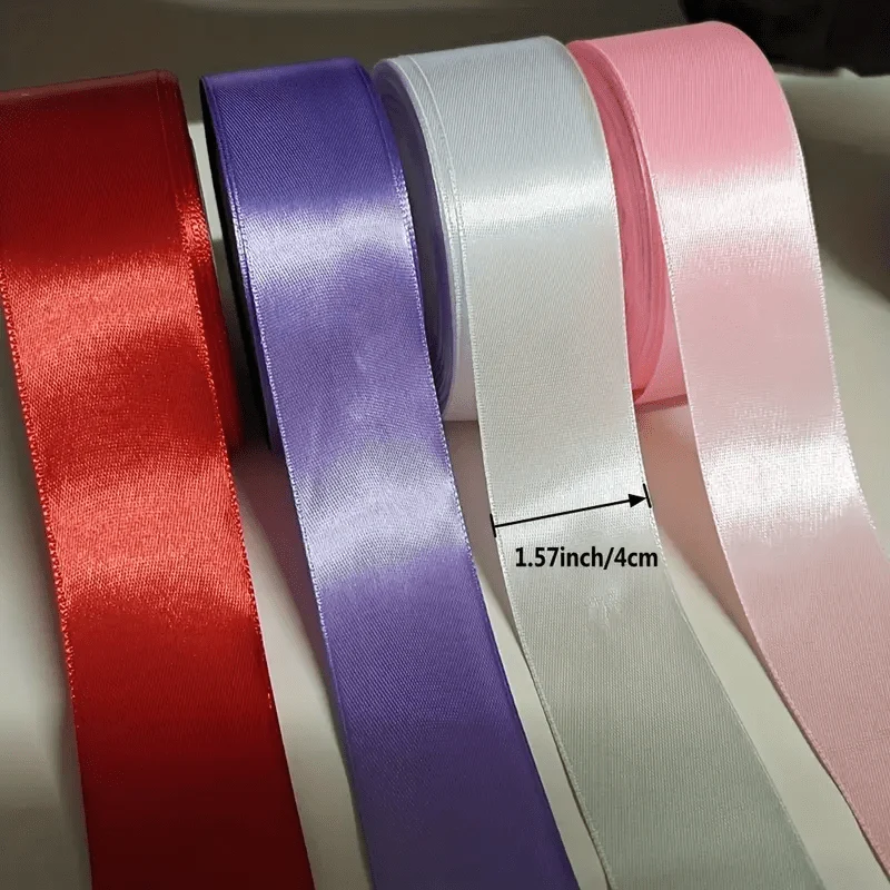 1 Rolle, 22 Meter 4 cm Seidensatinbänder, Bastelschleife, handgefertigte Geschenkverpackung, Party, Hochzeit, Weihnachtsdekoration, Bänder für Blumensträuße, Bastelbedarf, Stoff, handgefertigtes Material für Hochzeitssträuße, Geschenkverpackungsmaterialien,