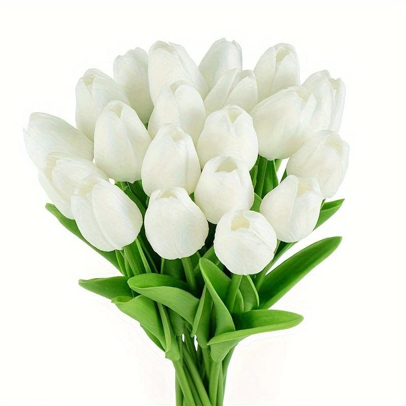 10 Stück hochwertige Kunstblumen, Tulpenstrauß mit echtem Touch, Kunstblumen für Hochzeitszimmer, Zuhause, Hotel, Party, Event-Dekoration, Frühlings- und Sommer-Heimdekor, St. Patrick's Day, Osterdekor