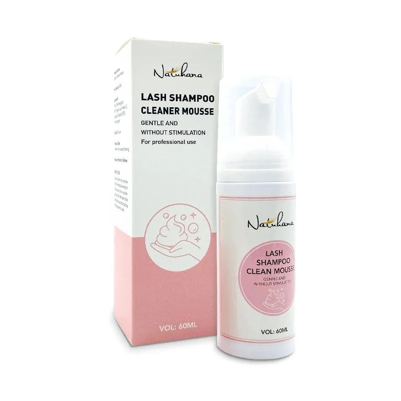 NATUHANA 60 ml Wimpernshampoo zum Pfropfen von Wimpern, sanfter reinigender Mousse-Schaum, keine Stimulation, Make-up, sauberer Wimpernverlängerungskleber