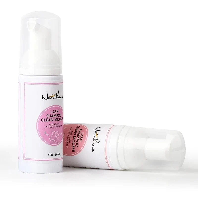 NATUHANA 60 ml Wimpernshampoo zum Pfropfen von Wimpern, sanfter reinigender Mousse-Schaum, keine Stimulation, Make-up, sauberer Wimpernverlängerungskleber