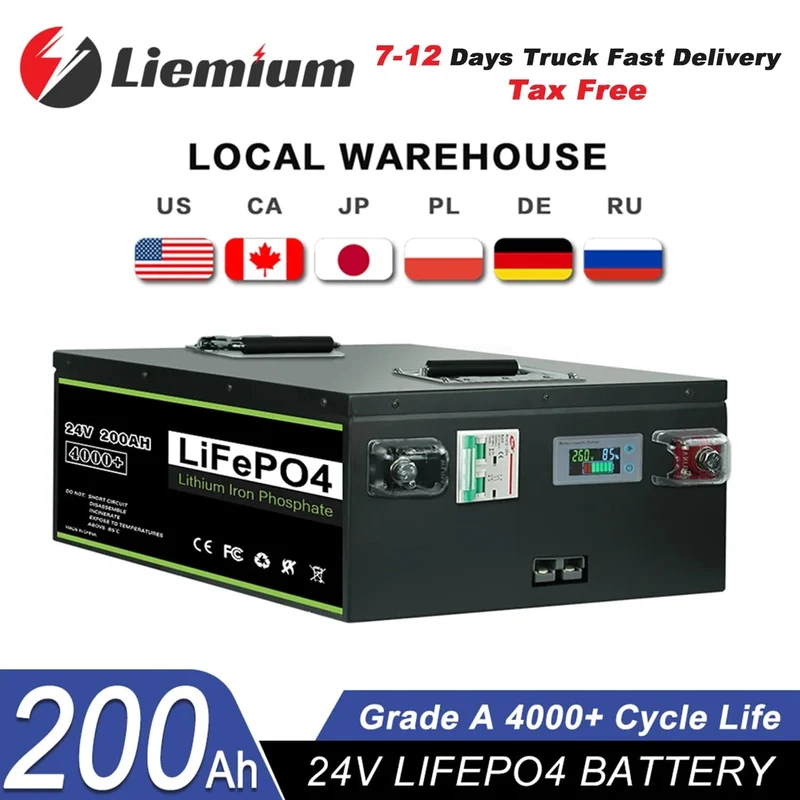 Neue 12V 24V 48V 100Ah 200Ah 280Ah 300Ah 400Ah LiFePO4 Batterie Eingebauter BMS-Akku für Wechselrichter Solar RV Keine Steuer