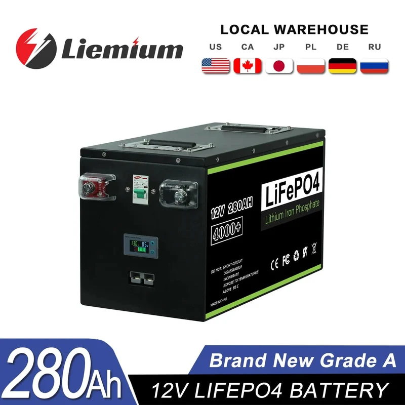 Neue 12V 24V 48V 100Ah 200Ah 280Ah 300Ah 400Ah LiFePO4 Batterie Eingebauter BMS-Akku für Wechselrichter Solar RV Keine Steuer