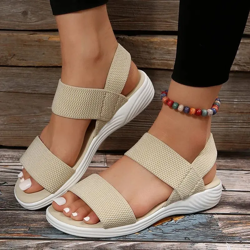 Frauen Stricken Elastische Tuch Keil Sandalen Slip Auf Leichte Walking Sandalen Frauen Plus Größe Bequeme Sommer Schuhe Frau 2023