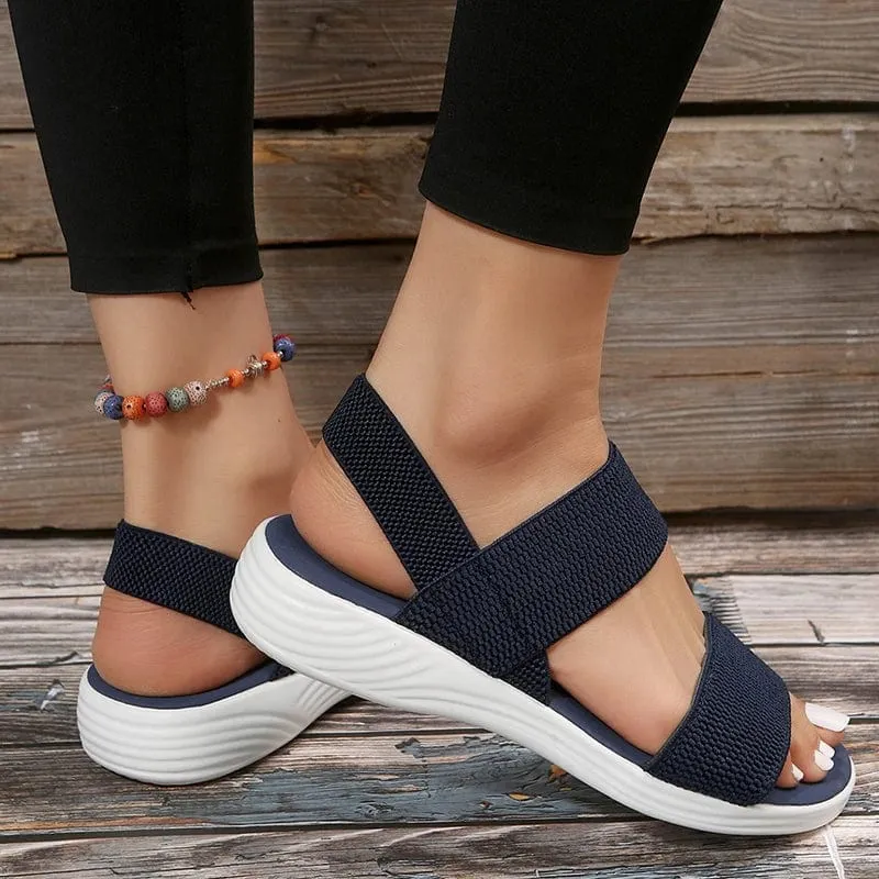 Frauen Stricken Elastische Tuch Keil Sandalen Slip Auf Leichte Walking Sandalen Frauen Plus Größe Bequeme Sommer Schuhe Frau 2023