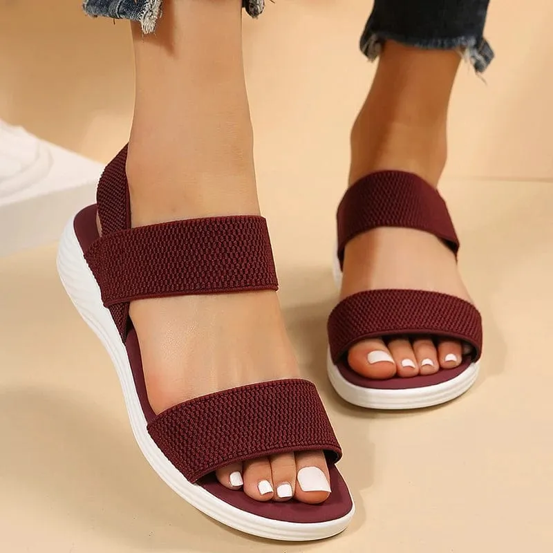 Frauen Stricken Elastische Tuch Keil Sandalen Slip Auf Leichte Walking Sandalen Frauen Plus Größe Bequeme Sommer Schuhe Frau 2023