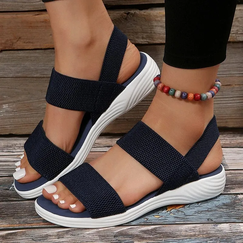 Frauen Stricken Elastische Tuch Keil Sandalen Slip Auf Leichte Walking Sandalen Frauen Plus Größe Bequeme Sommer Schuhe Frau 2023
