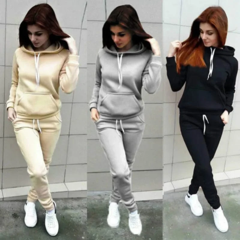 Hosen Sets Frauen Trainingsanzug Sweatshirt Pullover Winter Herbst Lounge Tragen Sport Anzug Passenden 2 Stück Sets