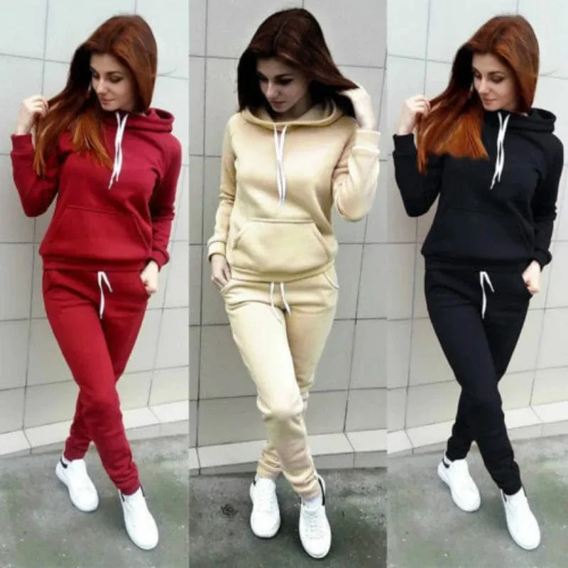 Hosen Sets Frauen Trainingsanzug Sweatshirt Pullover Winter Herbst Lounge Tragen Sport Anzug Passenden 2 Stück Sets