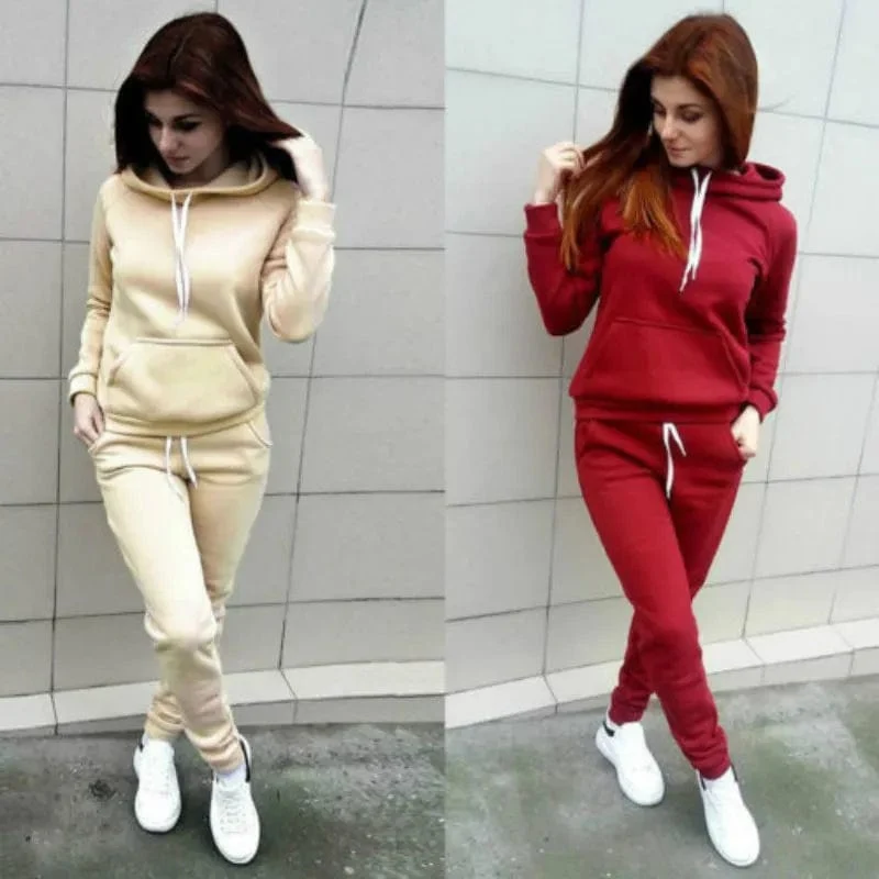 Hosen Sets Frauen Trainingsanzug Sweatshirt Pullover Winter Herbst Lounge Tragen Sport Anzug Passenden 2 Stück Sets