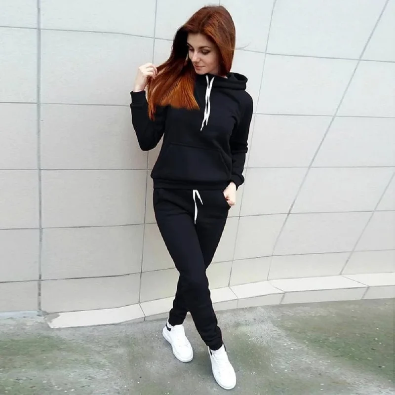 Hosen Sets Frauen Trainingsanzug Sweatshirt Pullover Winter Herbst Lounge Tragen Sport Anzug Passenden 2 Stück Sets