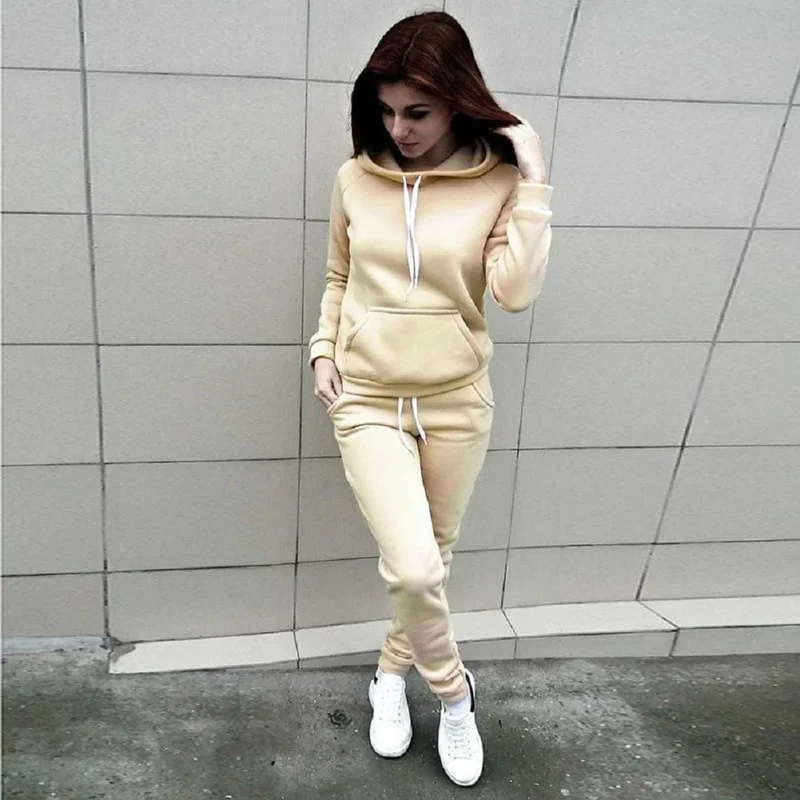 Hosen Sets Frauen Trainingsanzug Sweatshirt Pullover Winter Herbst Lounge Tragen Sport Anzug Passenden 2 Stück Sets