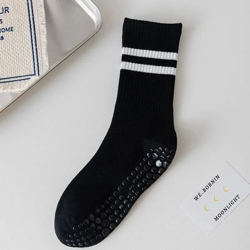 4pairs Frauen Anti-skid Yoga Socken Griffe Baumwolle Mid-rohr Unten Atmungsaktive Fitness Dance Barre Workout Pilates Socken 8 farben