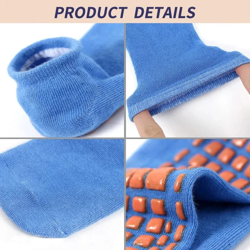 4 Paar Yoga Pilates Trampolin Damen Socken für Erwachsene/Kinder Silikon Anti-Rutsch-Griff Baumwollsocken Boden Fußmassage Knöchelsocken