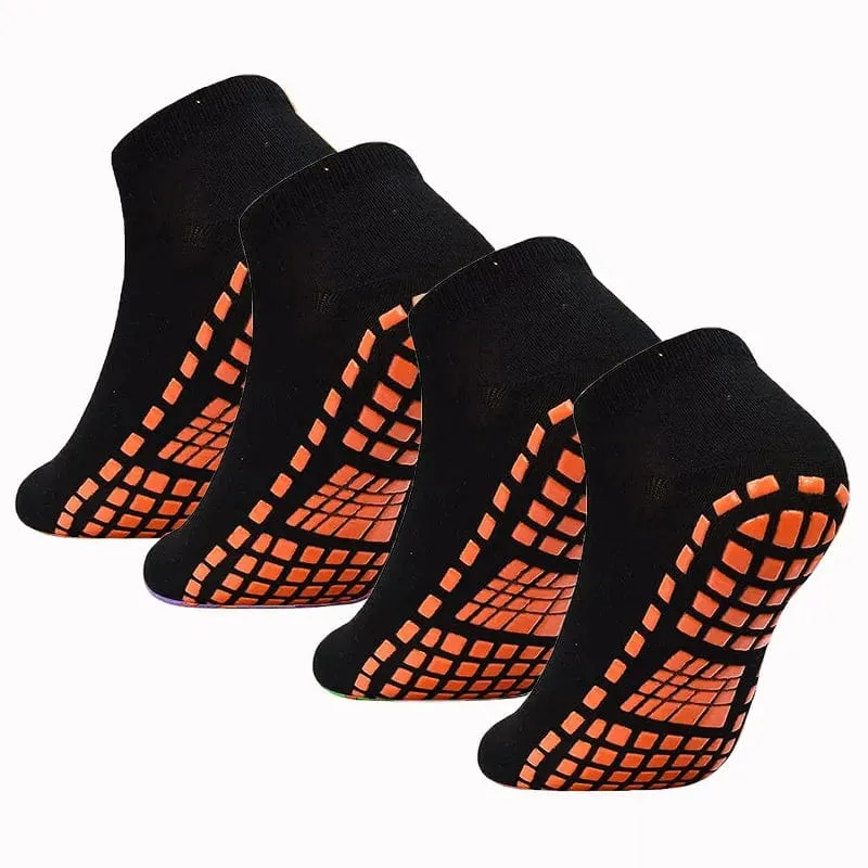 4 Paar Yoga Pilates Trampolin Damen Socken für Erwachsene/Kinder Silikon Anti-Rutsch-Griff Baumwollsocken Boden Fußmassage Knöchelsocken