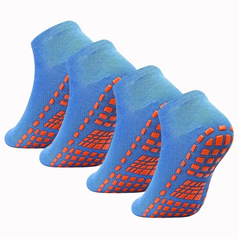 4 Paar Yoga Pilates Trampolin Damen Socken für Erwachsene/Kinder Silikon Anti-Rutsch-Griff Baumwollsocken Boden Fußmassage Knöchelsocken