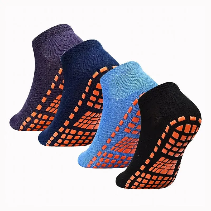 4 Paar Yoga Pilates Trampolin Damen Socken für Erwachsene/Kinder Silikon Anti-Rutsch-Griff Baumwollsocken Boden Fußmassage Knöchelsocken