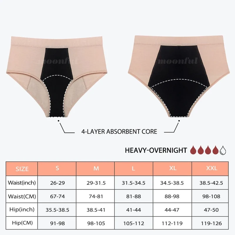 Menstruationshöschen für Damen, reichlicher Durchfluss, Menstruationshöschen, hohe Taille, Menstruationszyklus, saugfähige Unterwäsche, auslaufsichere Höschen