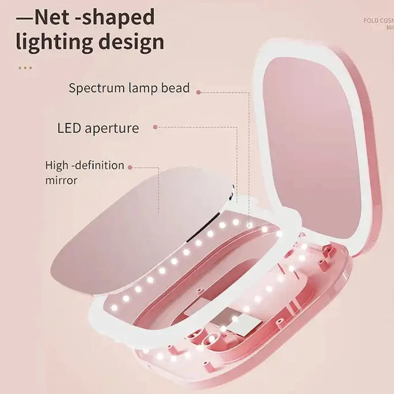 Kompakter LED-Schminkspiegel mit Licht, 1-fach/3-facher Vergrößerungstasche, tragbar, für Reisen, faltbar, Kosmetikspiegel, Geschenke für Frauen