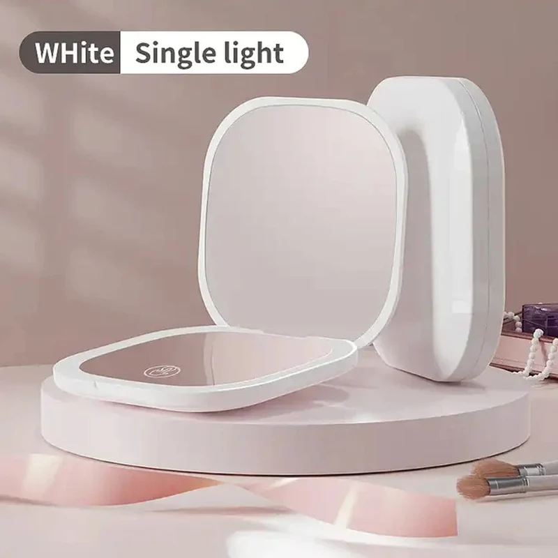 Kompakter LED-Schminkspiegel mit Licht, 1-fach/3-facher Vergrößerungstasche, tragbar, für Reisen, faltbar, Kosmetikspiegel, Geschenke für Frauen