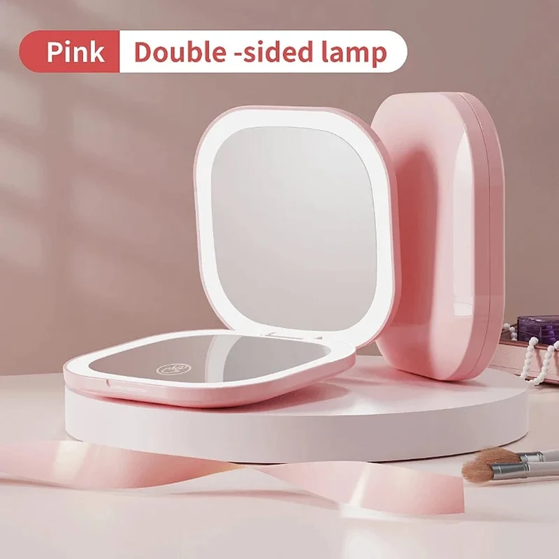 Kompakter LED-Schminkspiegel mit Licht, 1-fach/3-facher Vergrößerungstasche, tragbar, für Reisen, faltbar, Kosmetikspiegel, Geschenke für Frauen