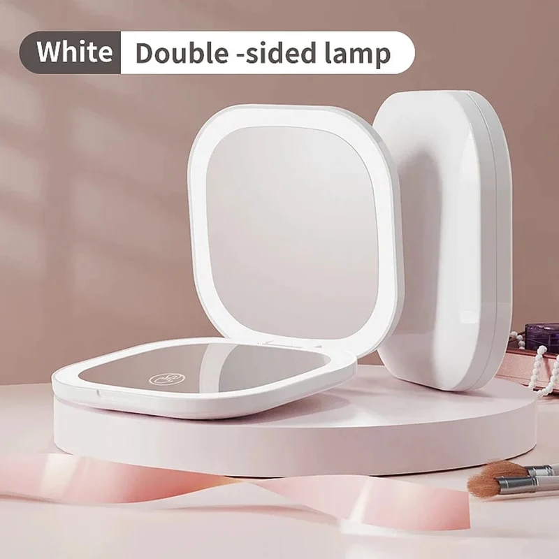 Kompakter LED-Schminkspiegel mit Licht, 1-fach/3-facher Vergrößerungstasche, tragbar, für Reisen, faltbar, Kosmetikspiegel, Geschenke für Frauen