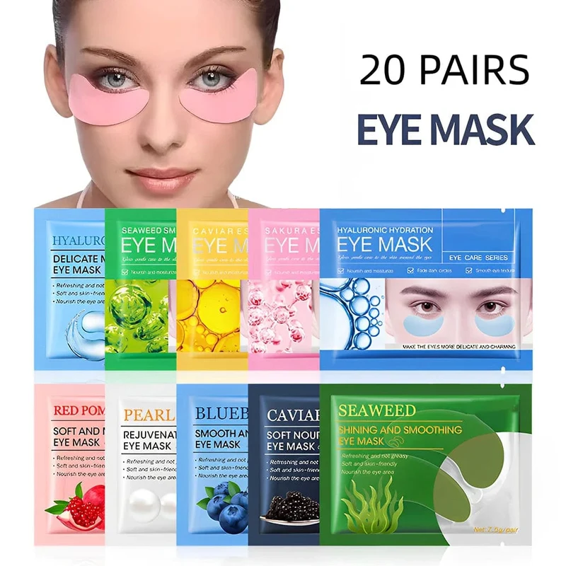 20 Paar Kollagen-Augenklappen, feuchtigkeitsspendende Augenringe, Augenpflegemasken, geschwollene Augen