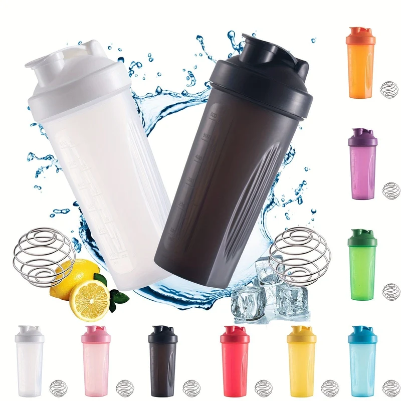 1 Stück, großer Sport-Shake-Becher, mit Metall-Rührkugel, zum Mischen von Protein-Pulver-Shake-Getränken, Sportwasserflasche, geeignet für Fitnessstudio, Schulspielplatzarbeit und andere, der beste Begleiter für Sportler, 600 ml/20 Unzen