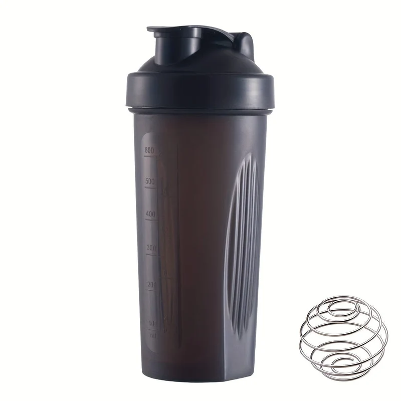 1 Stück, großer Sport-Shake-Becher, mit Metall-Rührkugel, zum Mischen von Protein-Pulver-Shake-Getränken, Sportwasserflasche, geeignet für Fitnessstudio, Schulspielplatzarbeit und andere, der beste Begleiter für Sportler, 600 ml/20 Unzen