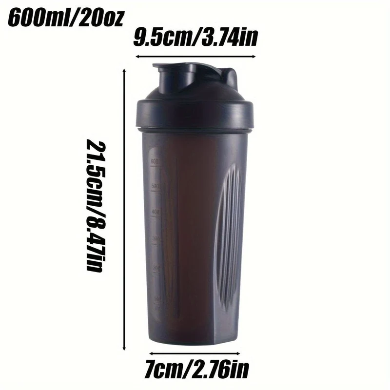 1 Stück, großer Sport-Shake-Becher, mit Metall-Rührkugel, zum Mischen von Protein-Pulver-Shake-Getränken, Sportwasserflasche, geeignet für Fitnessstudio, Schulspielplatzarbeit und andere, der beste Begleiter für Sportler, 600 ml/20 Unzen